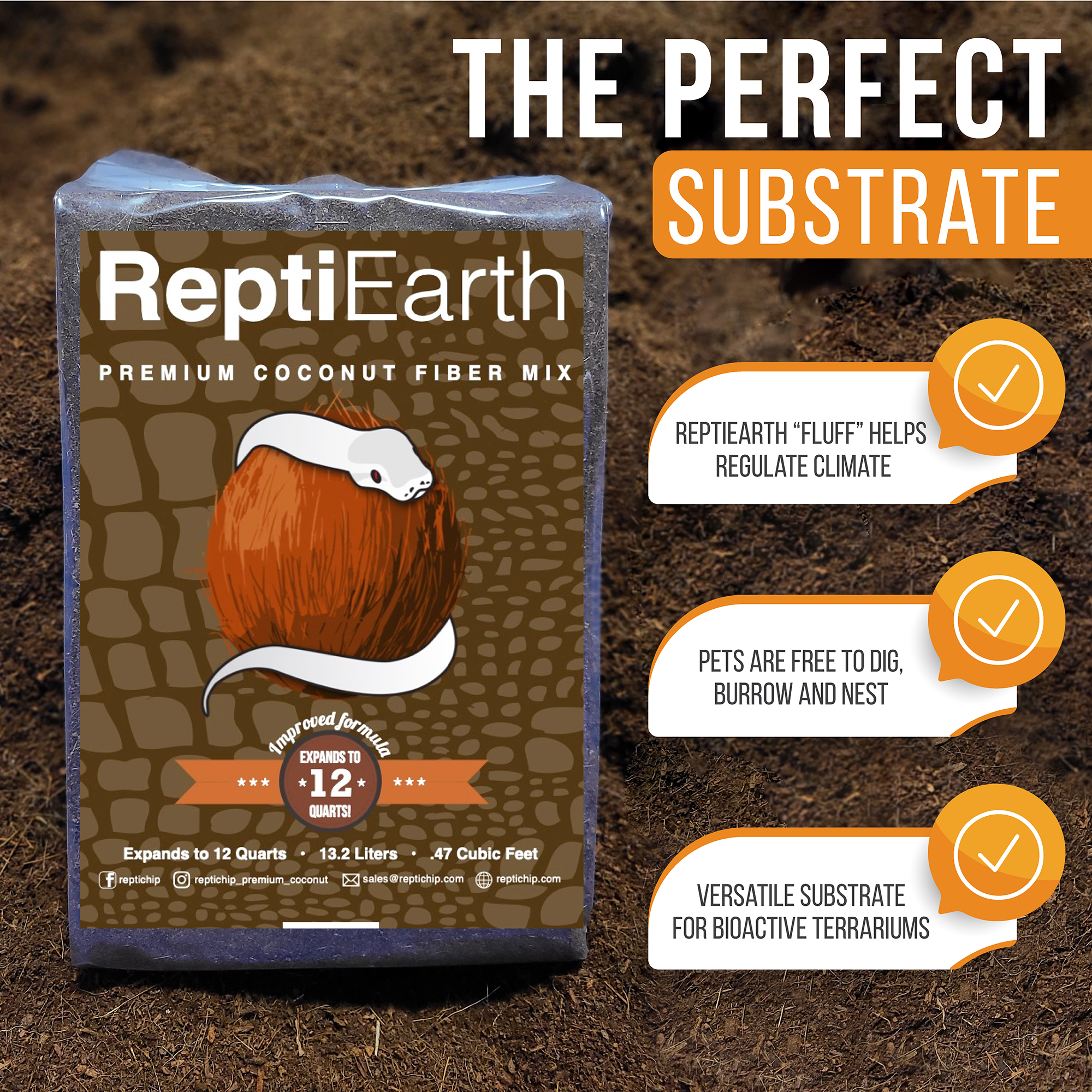 ReptiEarth Fine Coconut Fiber Mix; Ready to Use
