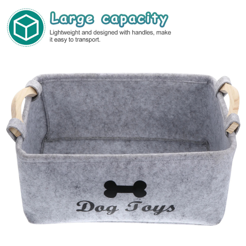 Dog Toy Storage Basket – Felt Organizer for Pets