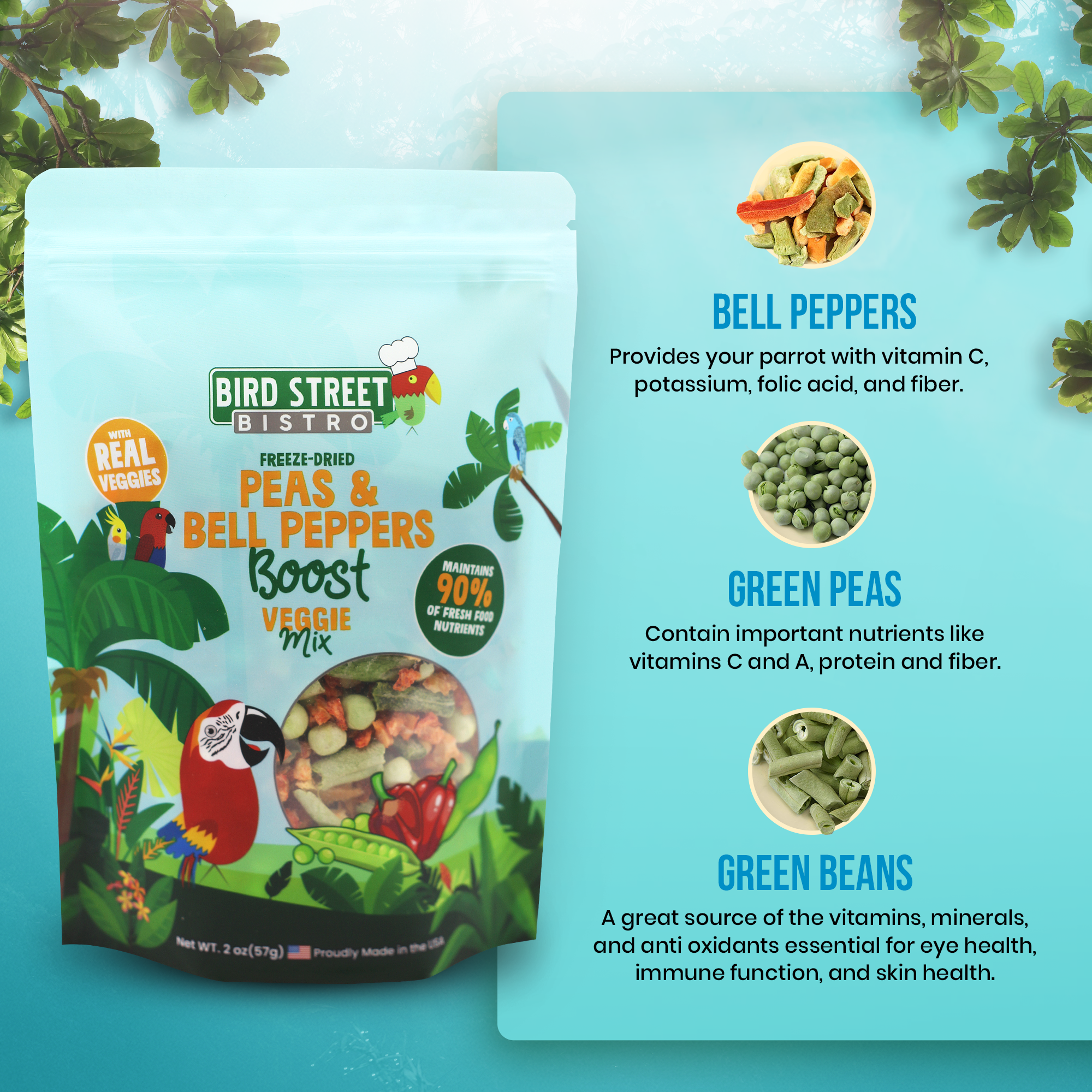 Peas & Bell Peppers Boost - Parrot Veggies Mix