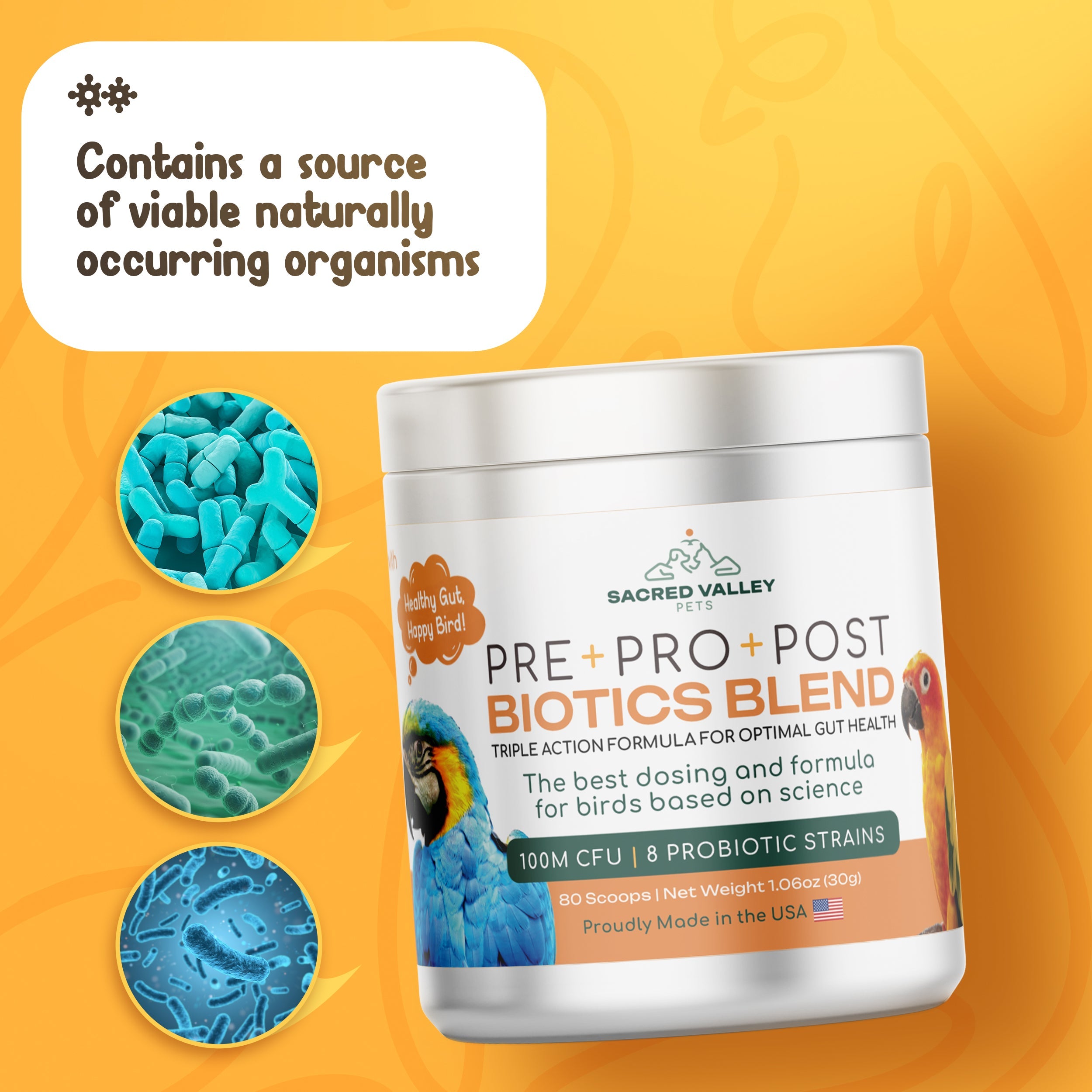 Pre+Pro+Post Biotics Blend for Parrots - 1.06oz