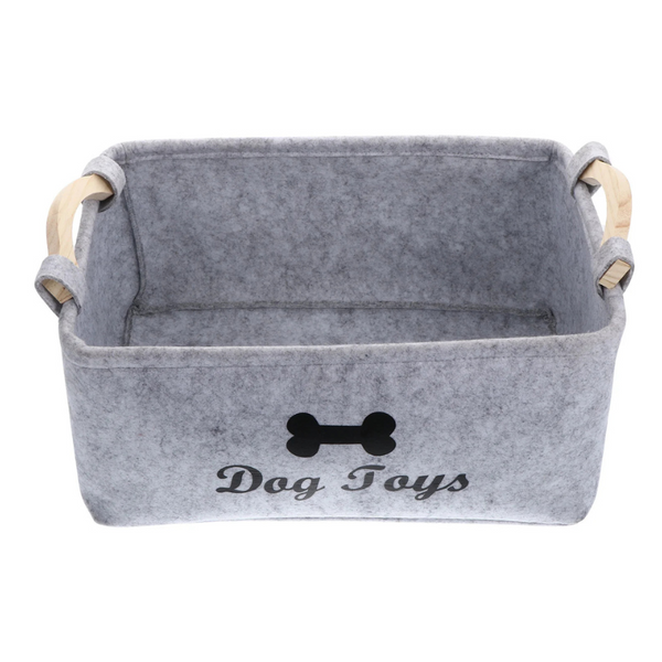 Dog Toy Storage Basket – Felt Organizer for Pets