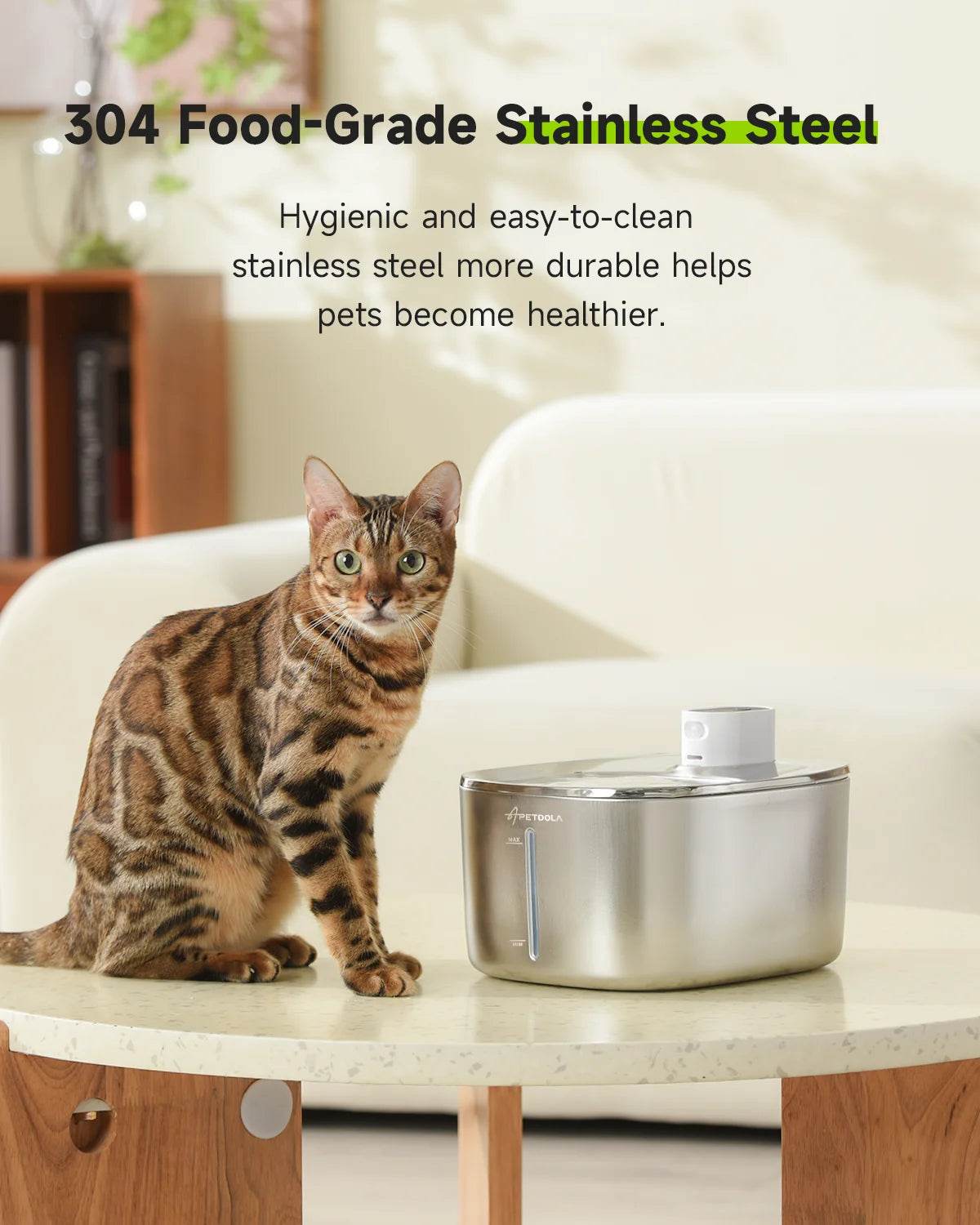 4L Wireless Cat & Dog Water Fountain – Auto Sensor, Cordless Stainless Steel
