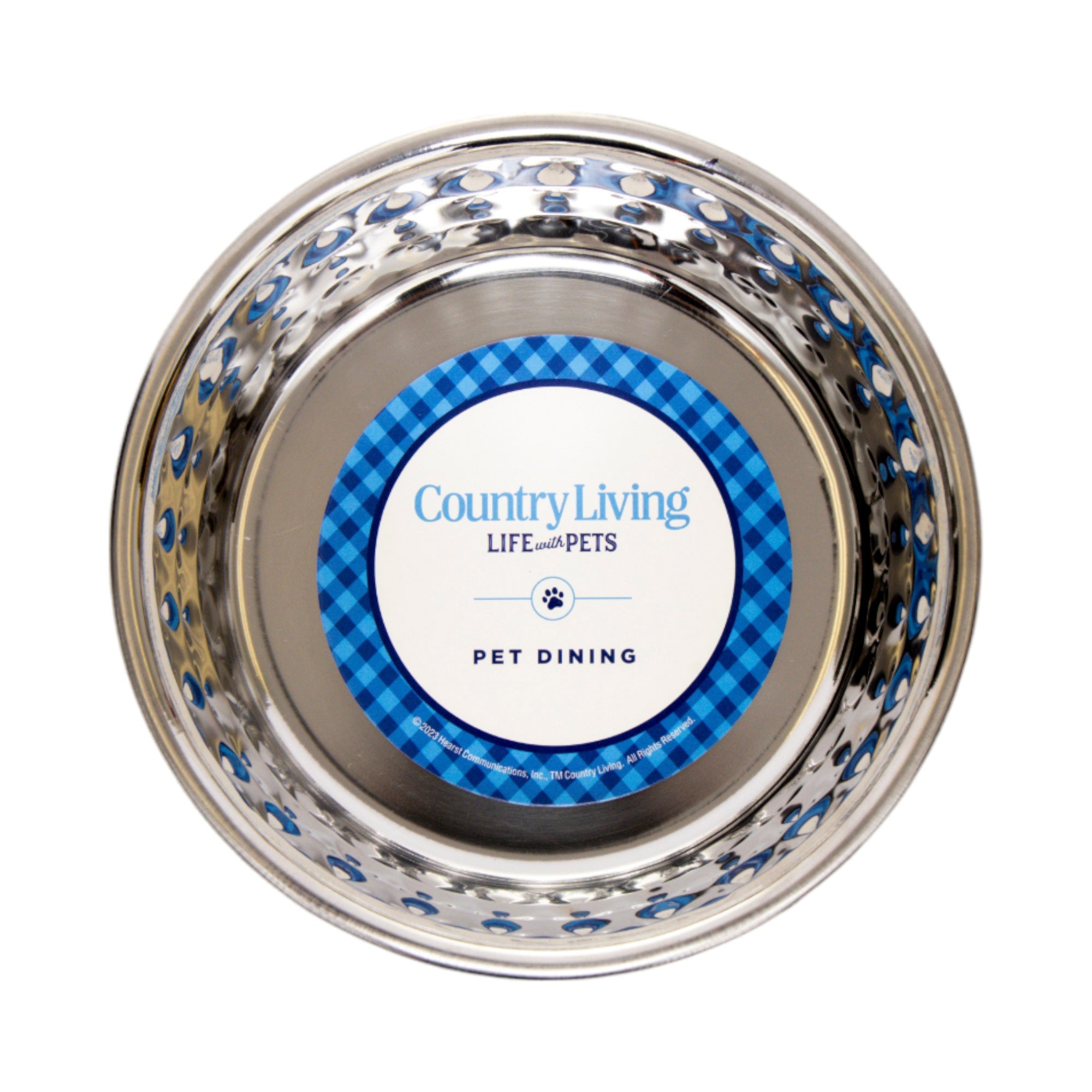 Country Living Set of 2 Hammered Stainless Steel Dog Bowls