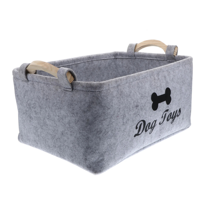 Dog Toy Storage Basket – Felt Organizer for Pets