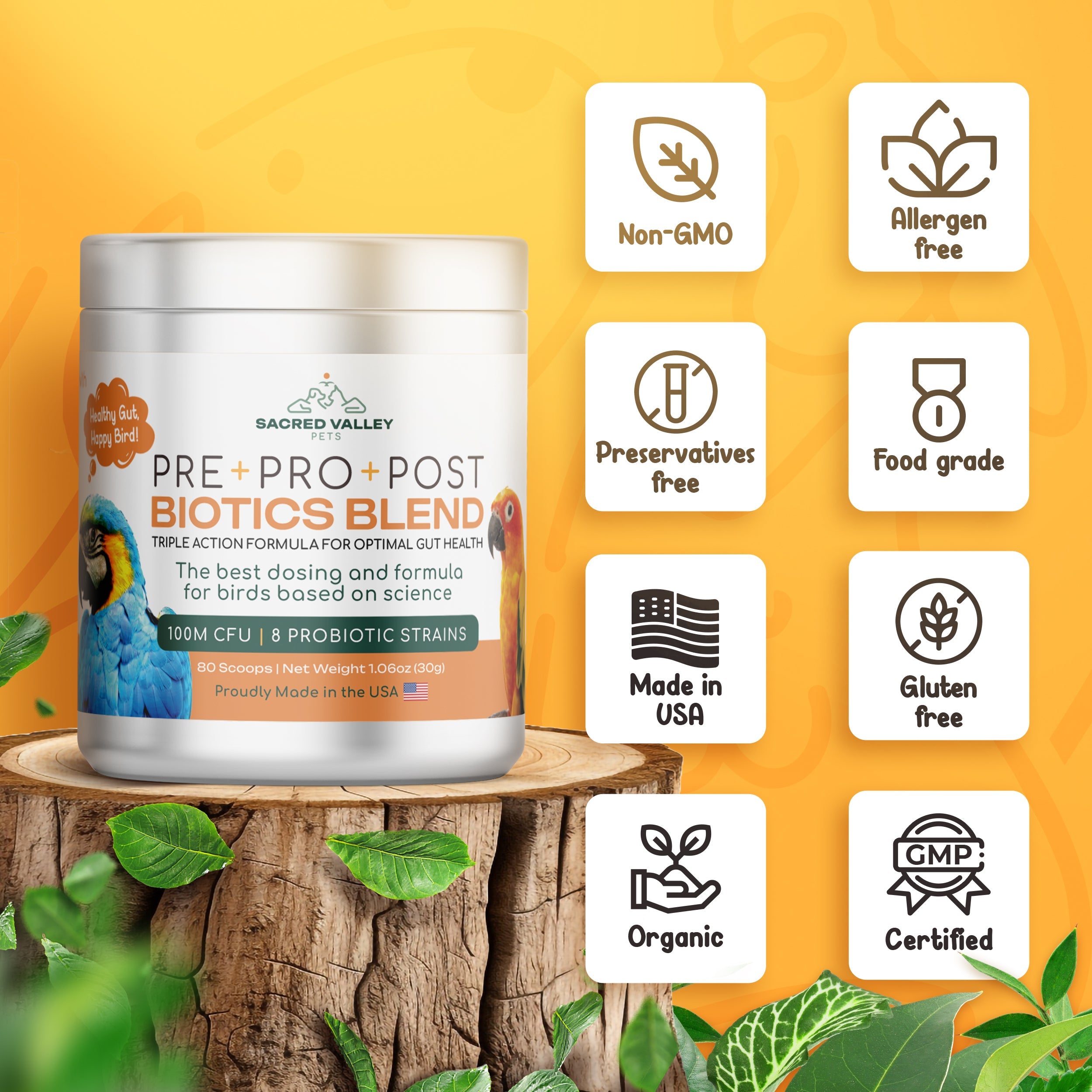 Pre+Pro+Post Biotics Blend for Parrots - 1.06oz