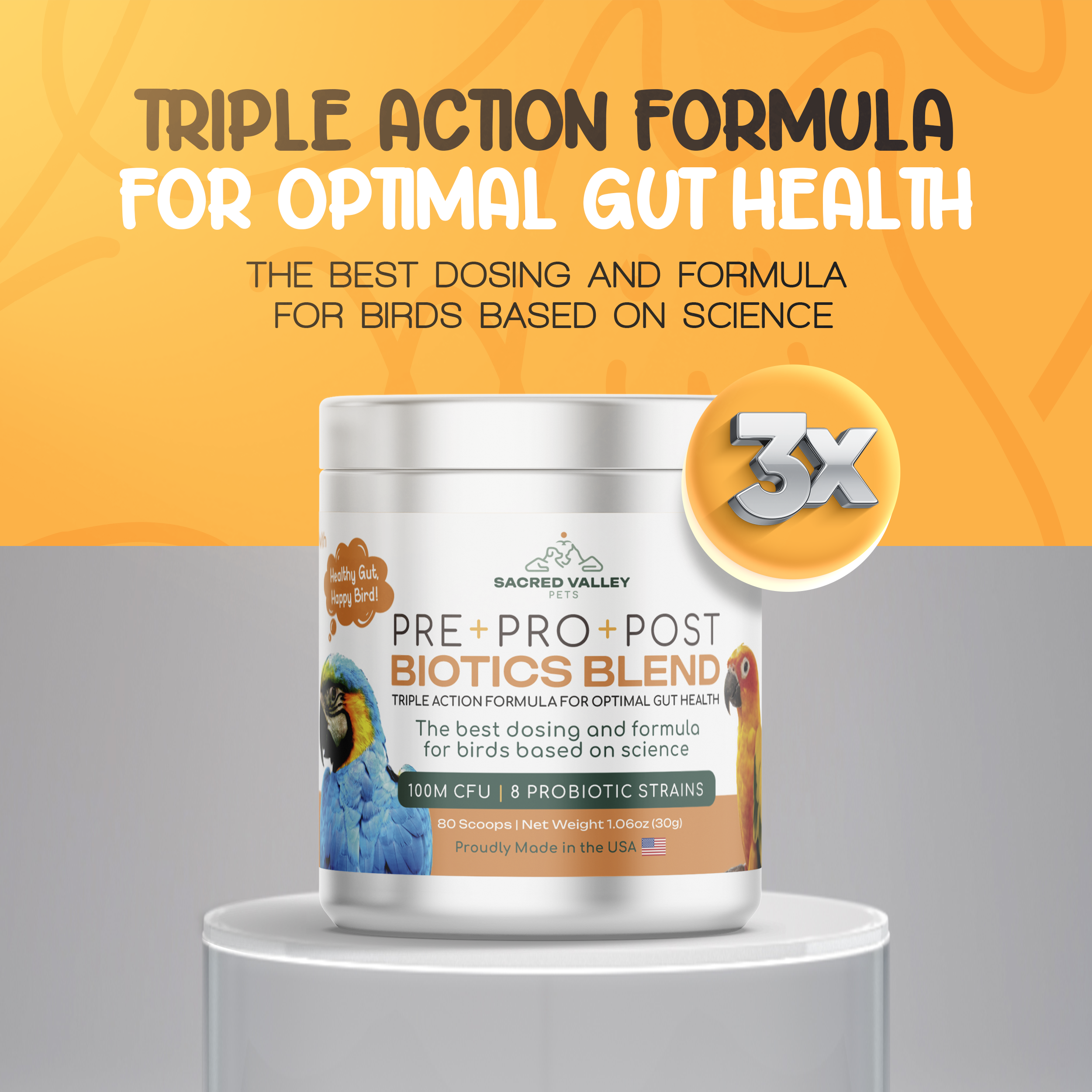 Pre+Pro+Post Biotics Blend for Parrots - 1.06oz