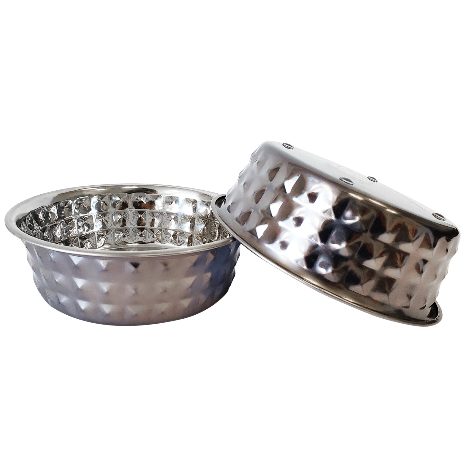 Country Living Set of 2 Hammered Stainless Steel Dog Bowls