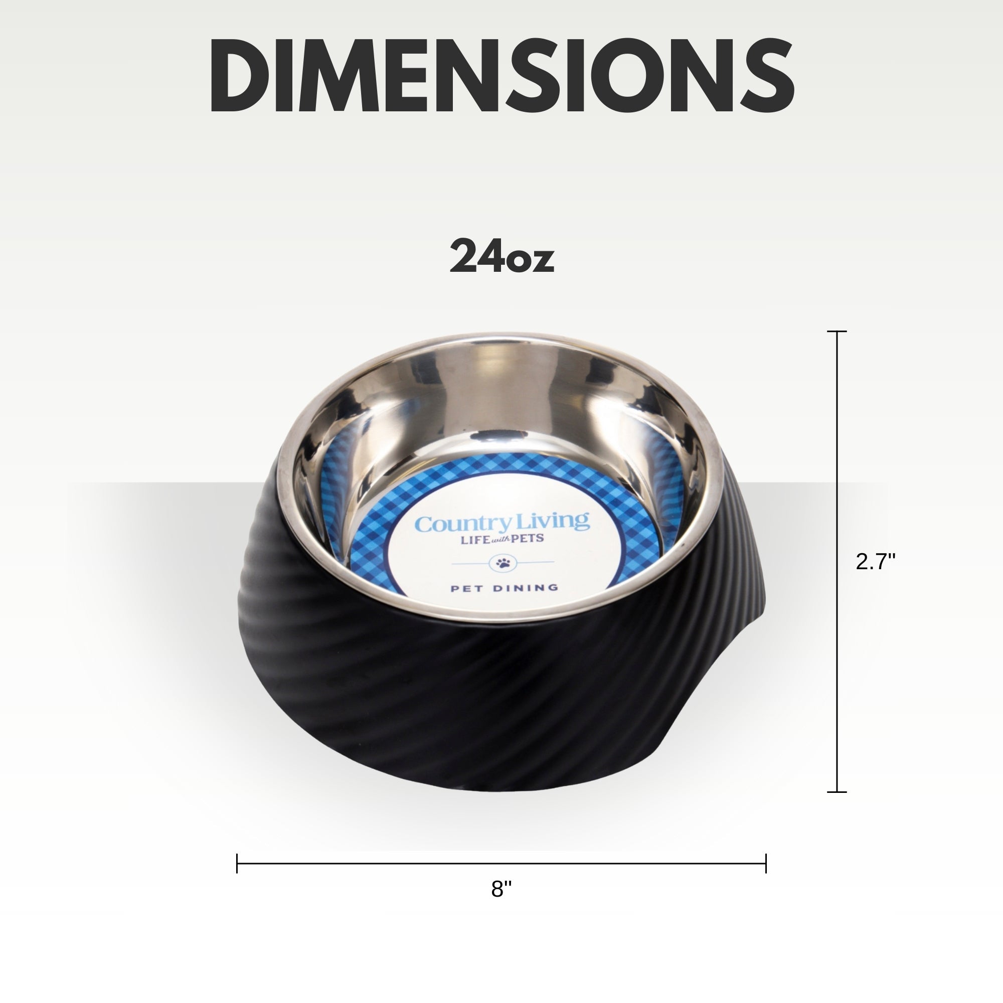 Black Melamine Dog Bowls with Removable Stainless Steel Inserts