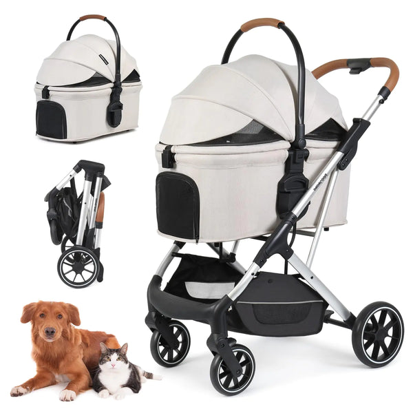 Beberoad T6 Luxury Pet Stroller – Foldable Carrier for Medium Dogs & Cats