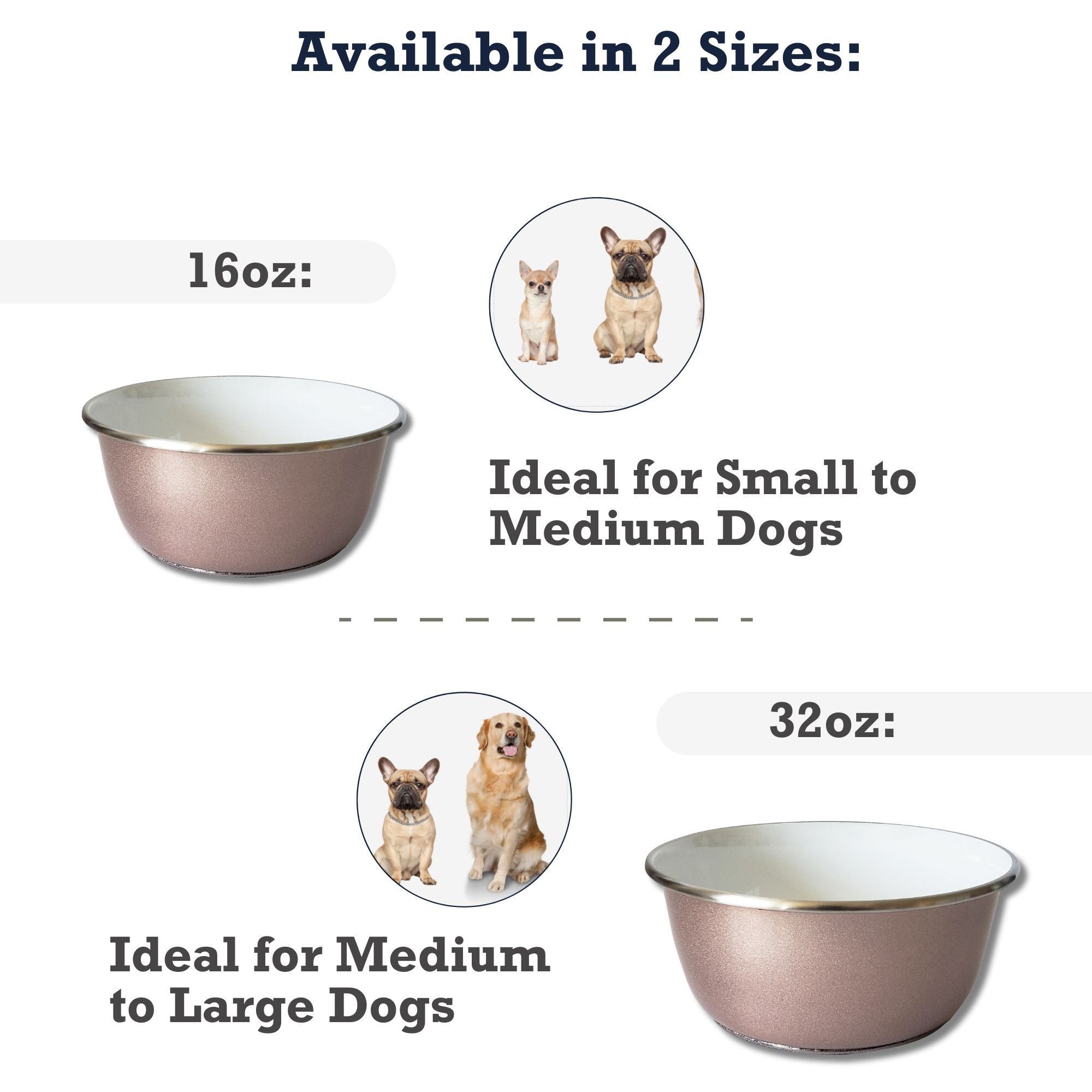 Rose Gold Stainless Steel Dog Bowl with Paw Print