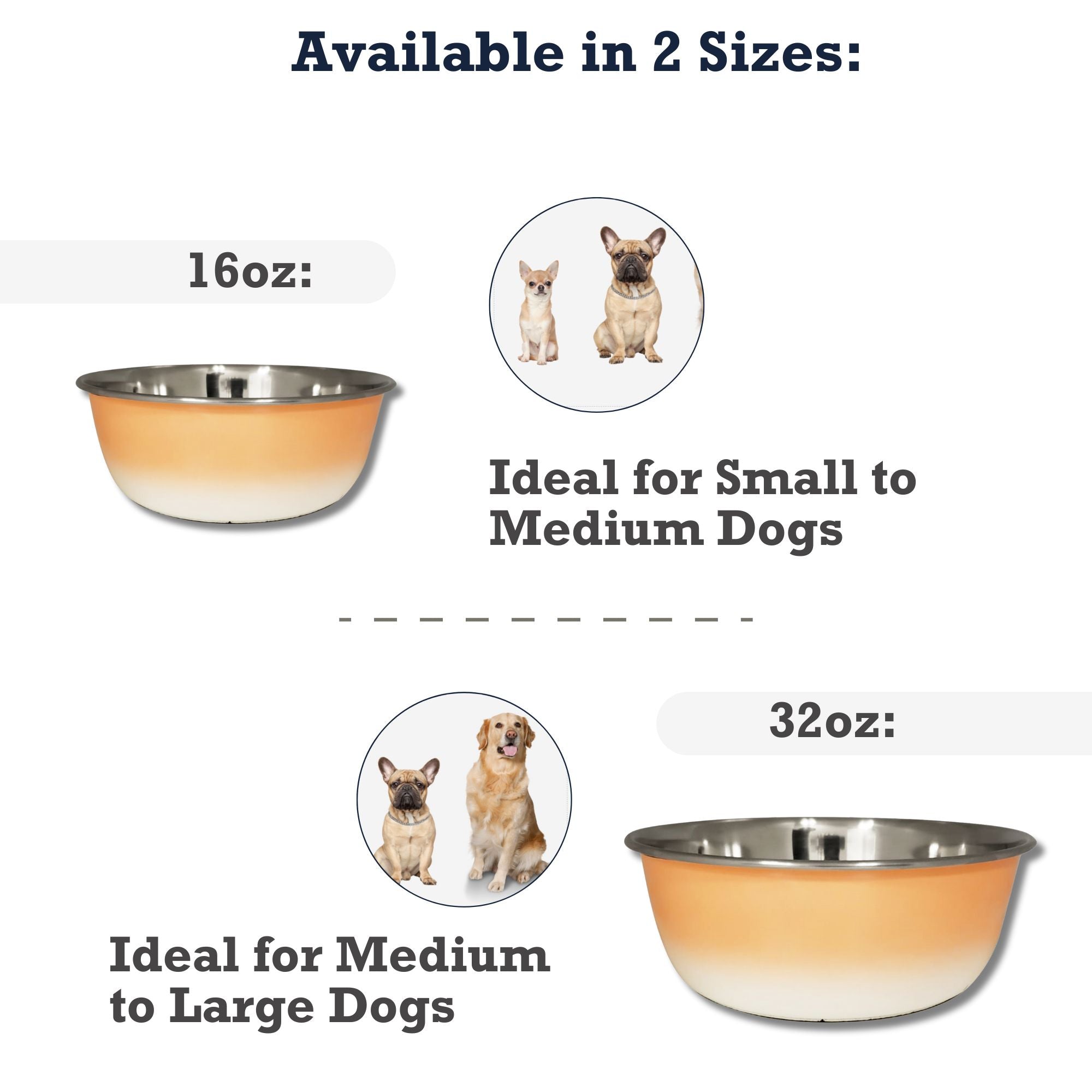 Peach Coral Stainless Steel Dog Bowl for All Sizes