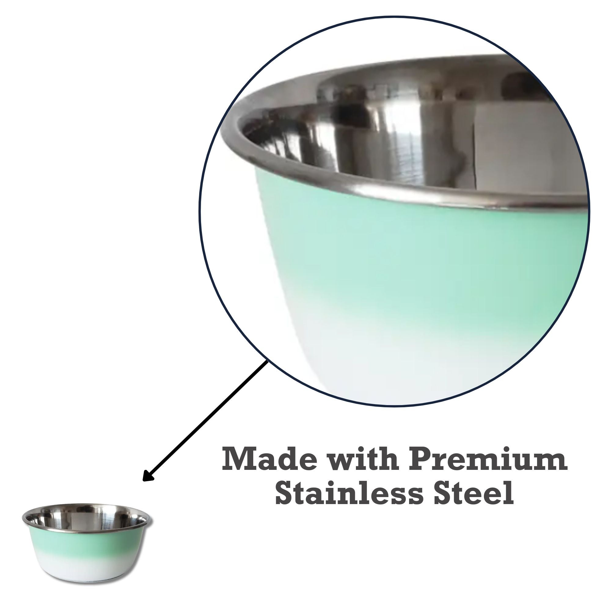 Mint Green Stainless Steel Dog Bowl for All Sizes