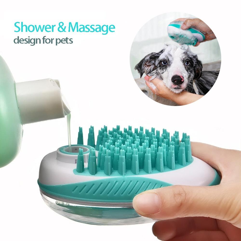 2-in-1 Pet Bath Massage Brush Soft Silicone Dog Cat Grooming