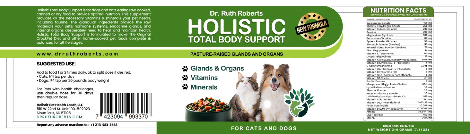 Holistic Total Body Support – Multivitamin for Dogs & Cats