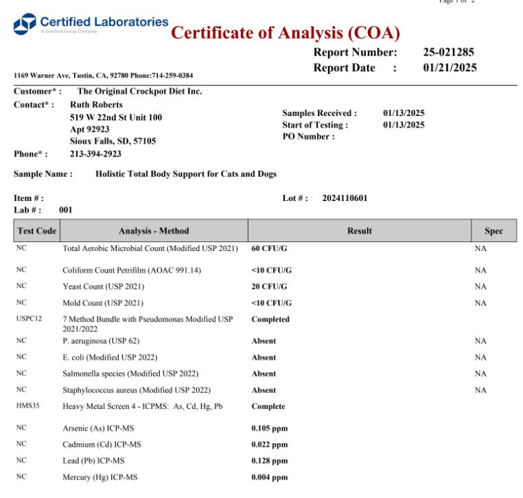 Holistic Total Body Support – Multivitamin for Dogs & Cats