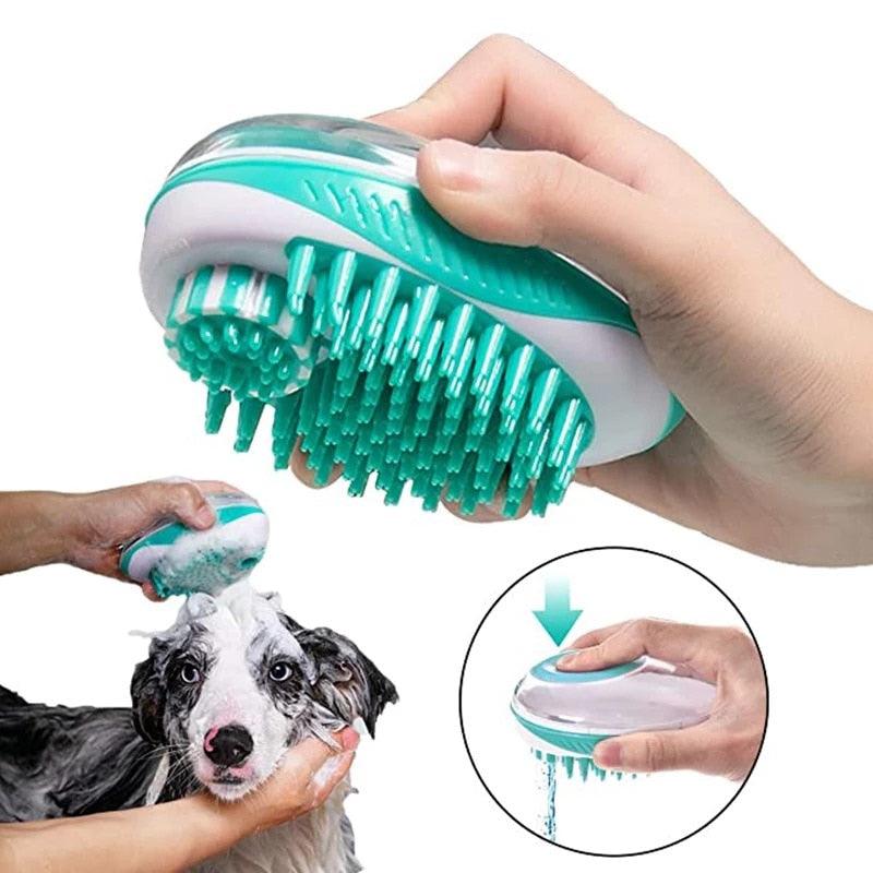 2-in-1 Pet Bath Massage Brush Soft Silicone Dog Cat Grooming