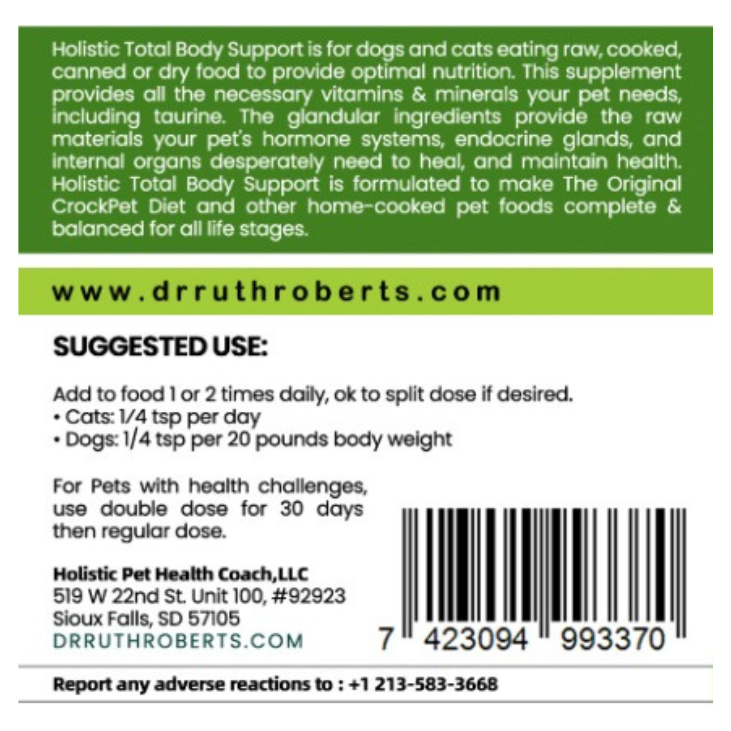 Holistic Total Body Support – Multivitamin for Dogs & Cats