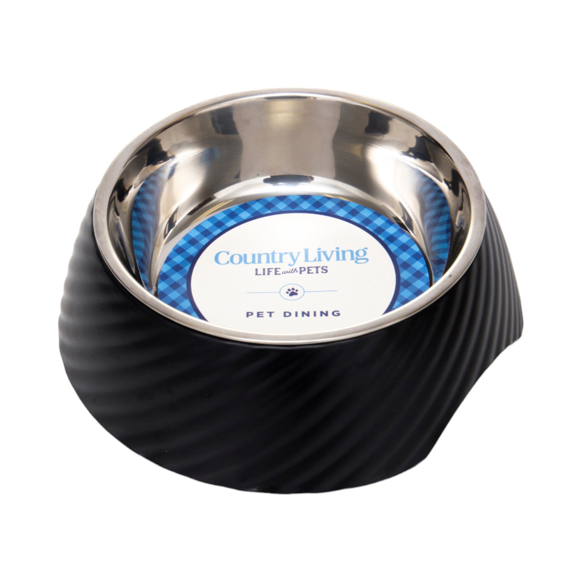 Black Melamine Dog Bowls with Removable Stainless Steel Inserts