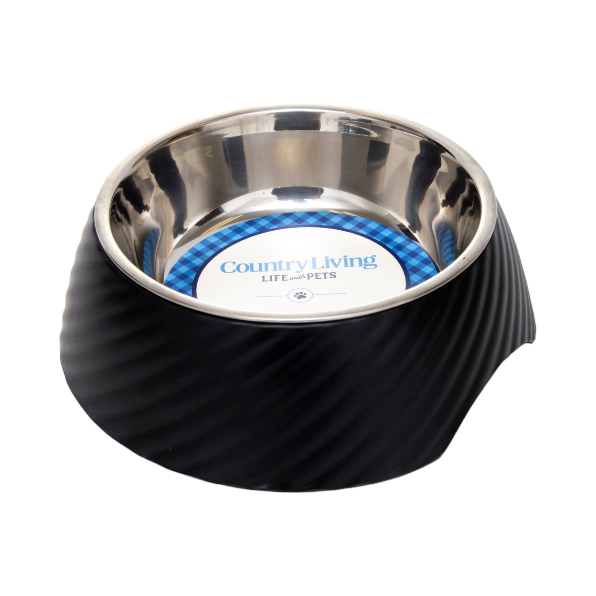 Black Melamine Dog Bowls with Removable Stainless Steel Inserts