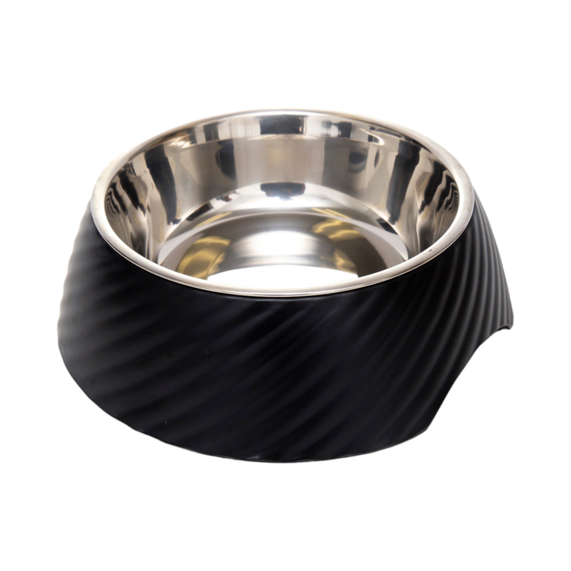 Black Melamine Dog Bowls with Removable Stainless Steel Inserts
