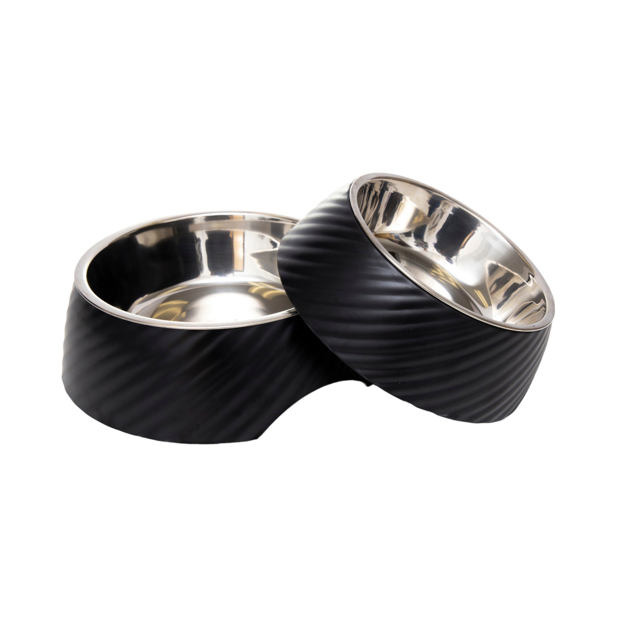 Black Melamine Dog Bowls with Removable Stainless Steel Inserts