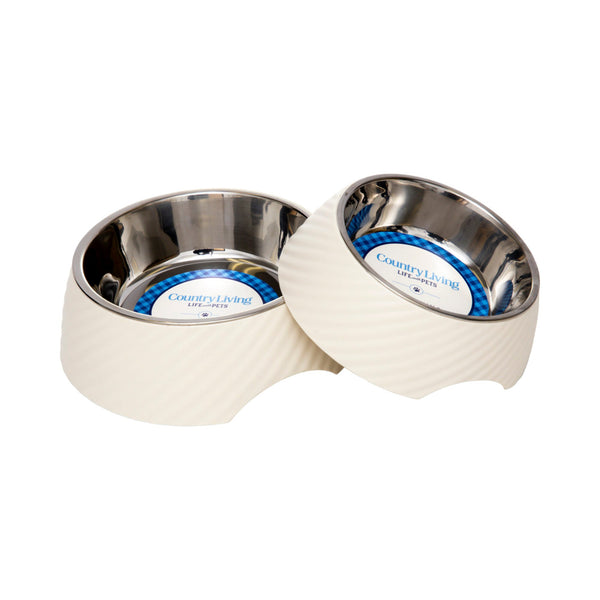 White Swan Melamine Dog Bowls with Removable Stainless Steel