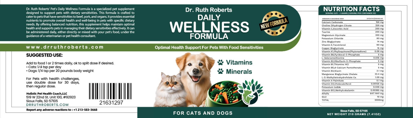 Pet's Daily Wellness Formula - For Pets With Pork/Beef Allergy