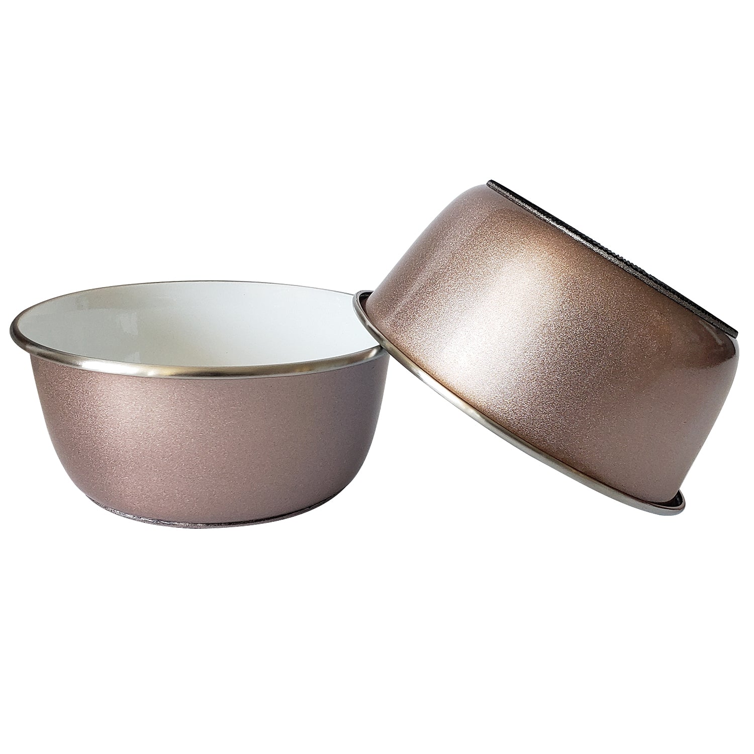 Rose Gold Stainless Steel Dog Bowl with Paw Print