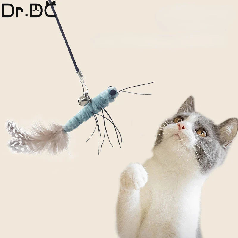 Interactive Teasing Cat Stick – Dragonfly Feather Toy