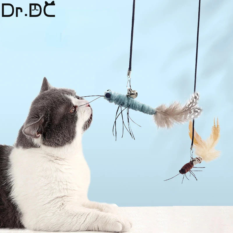 Interactive Teasing Cat Stick – Dragonfly Feather Toy