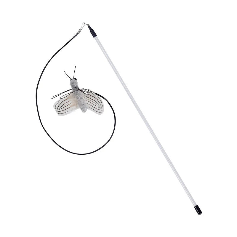 Interactive Teasing Cat Stick – Dragonfly Feather Toy
