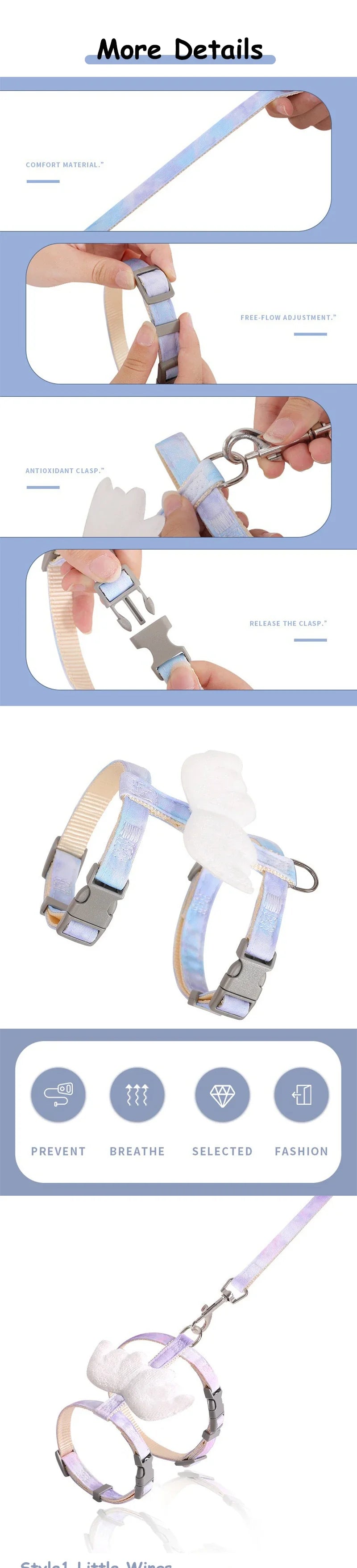 Cat Harness Wings – Adjustable Harness & Leash Set for Small Dogs & Cats