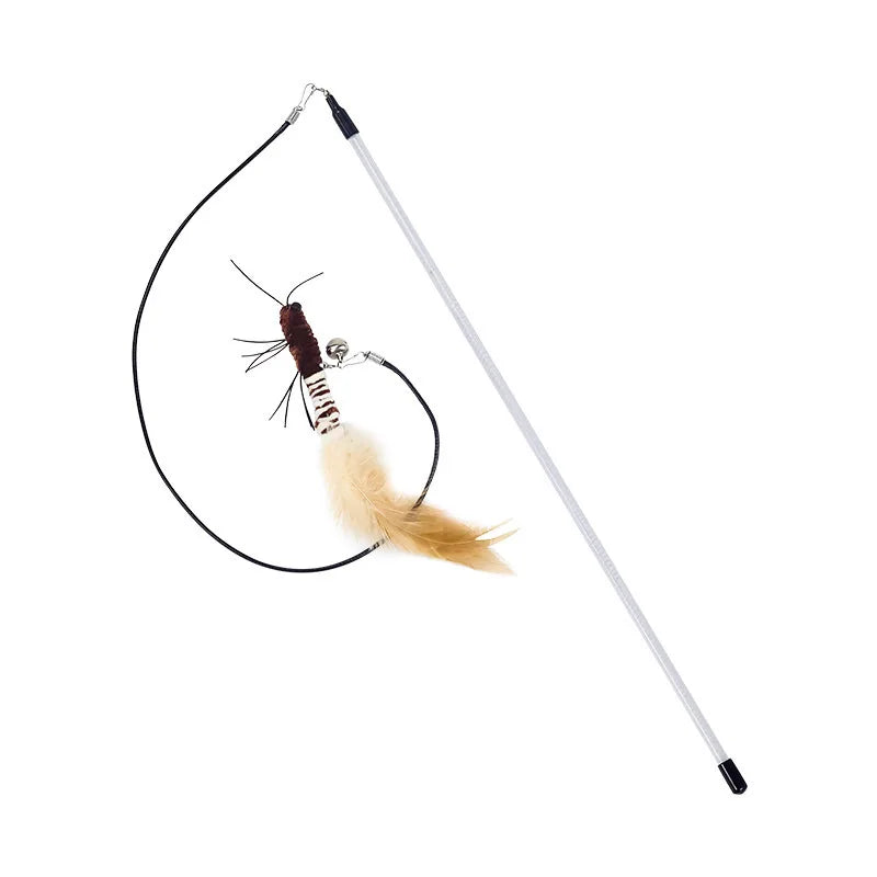 Interactive Teasing Cat Stick – Dragonfly Feather Toy