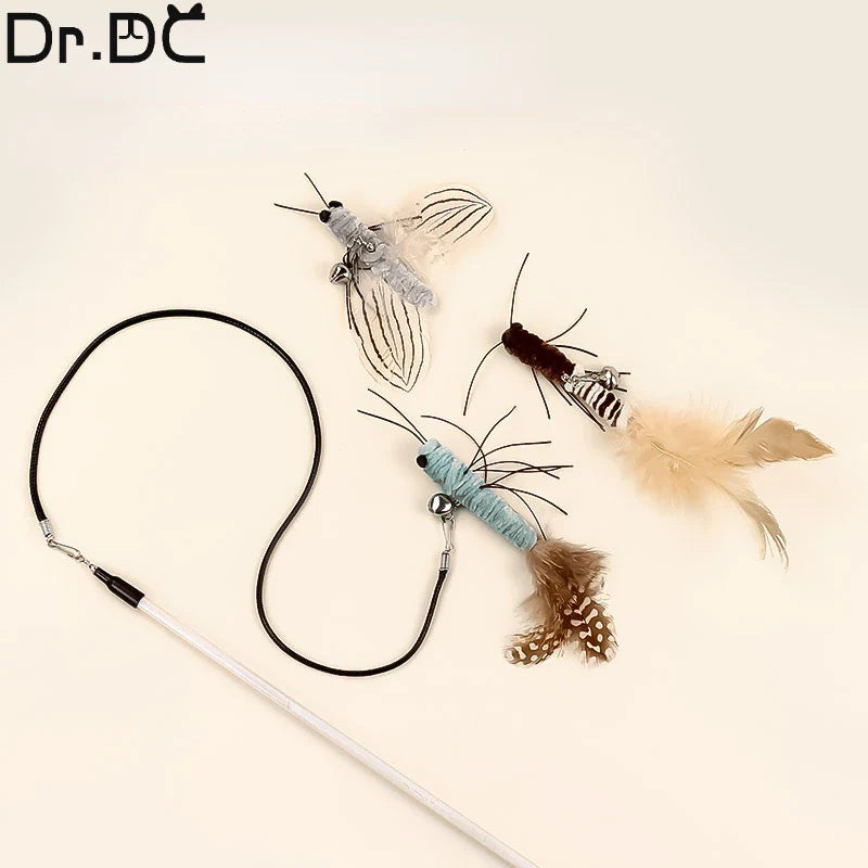 Interactive Teasing Cat Stick – Dragonfly Feather Toy