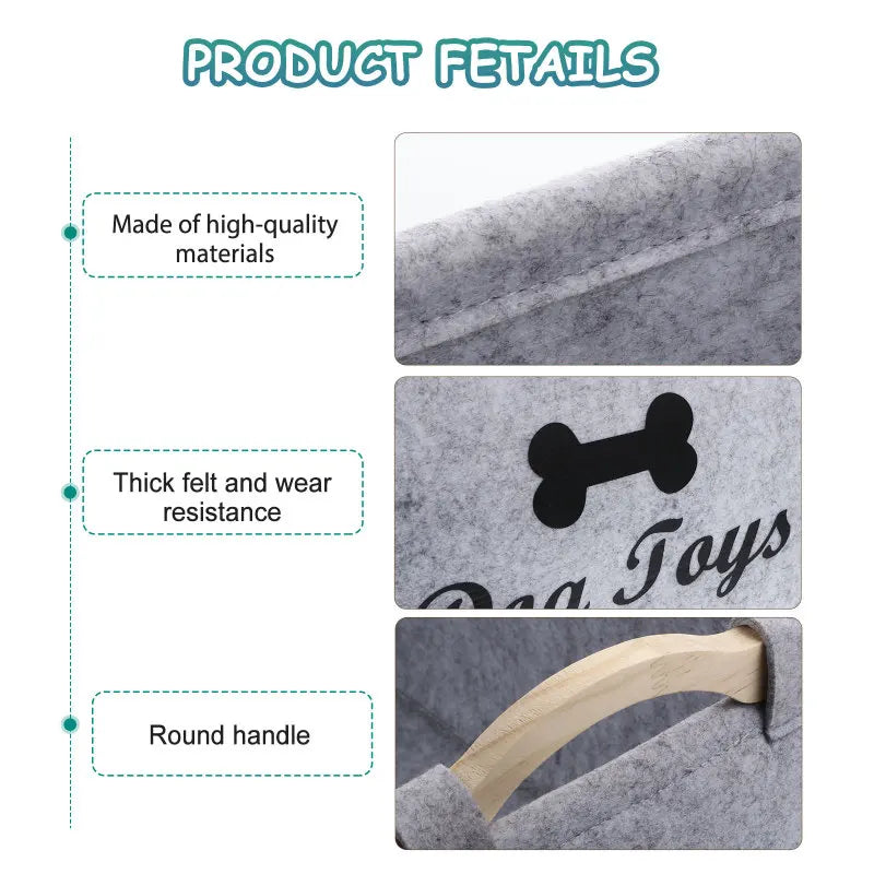 Dog Toy Storage Basket – Felt Organizer for Pets