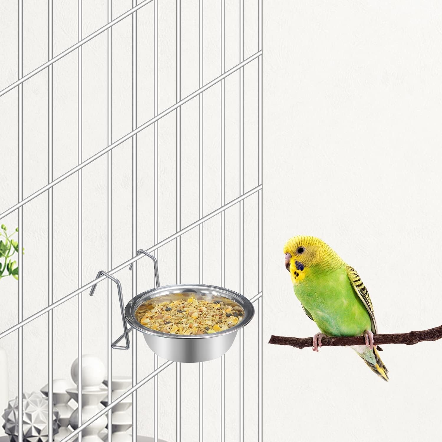 Stainless Steel Hanging Pet Bowl for Birds and Small Pets