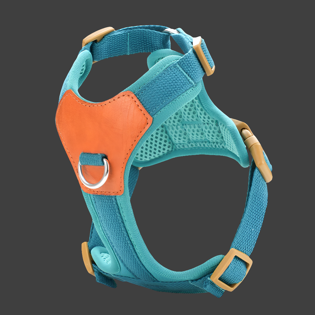 Retro Pet Harness - Adjustable PU Leather & Mesh