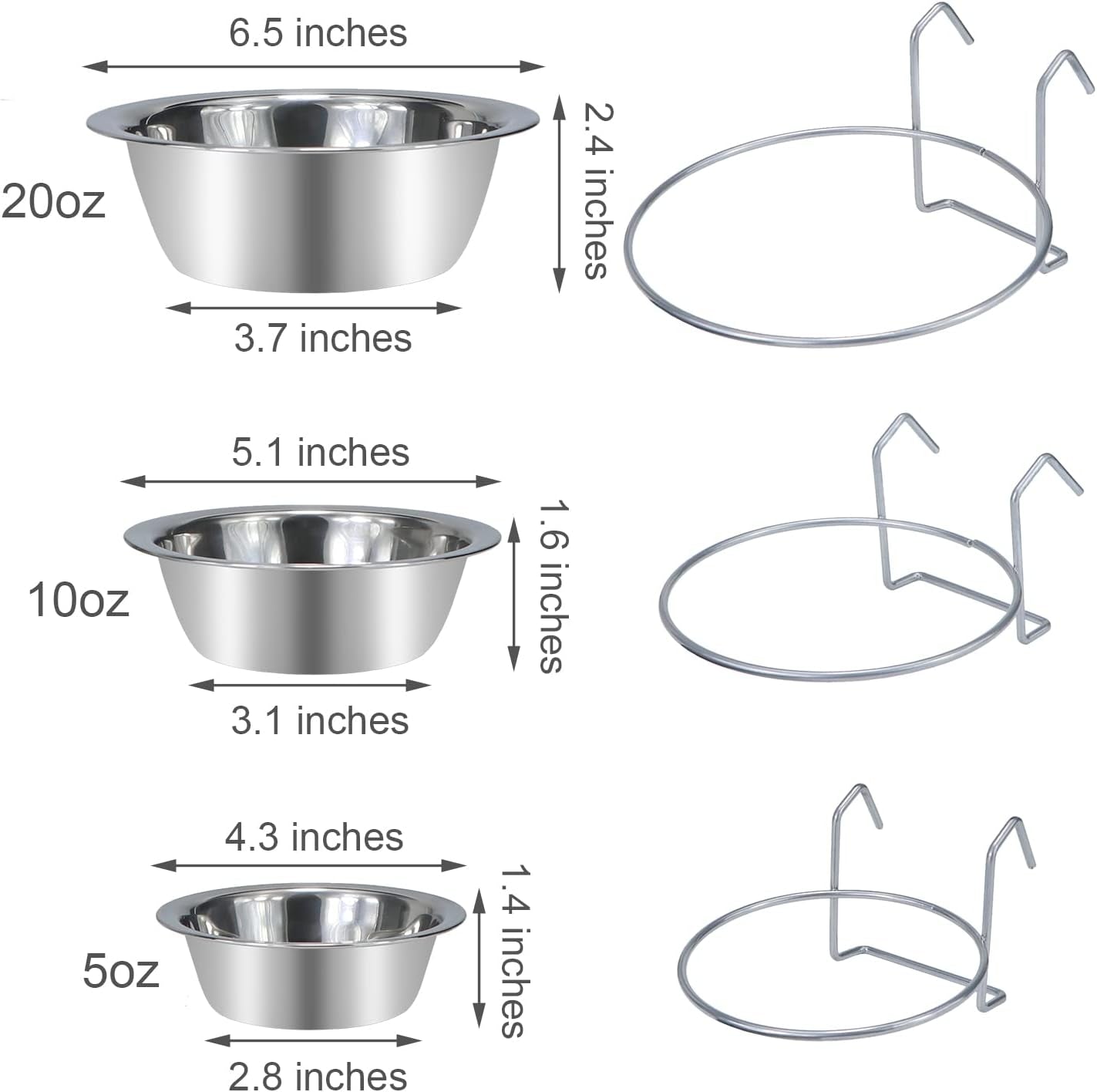 Stainless Steel Hanging Pet Bowl for Birds and Small Pets