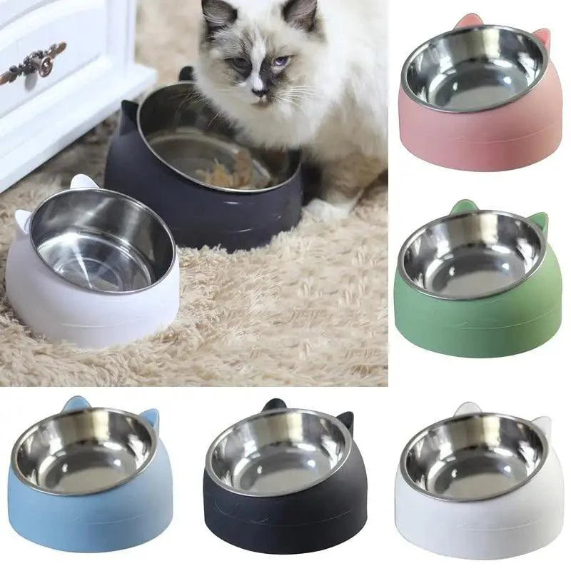 Durable Stainless Steel Cat Bowl with Tilted Design