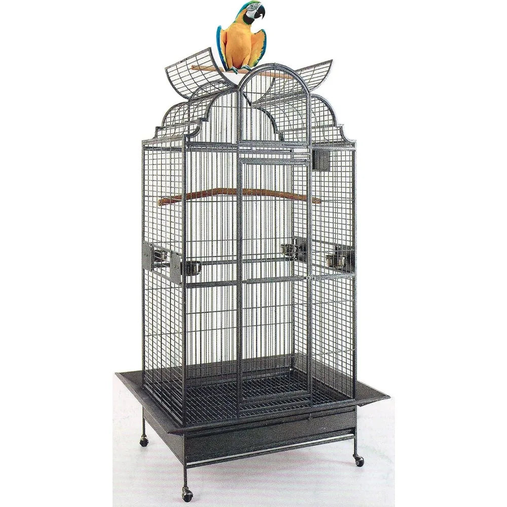 DecorBites™ Elegant Large Wrought Iron Bird Cage (24" W)