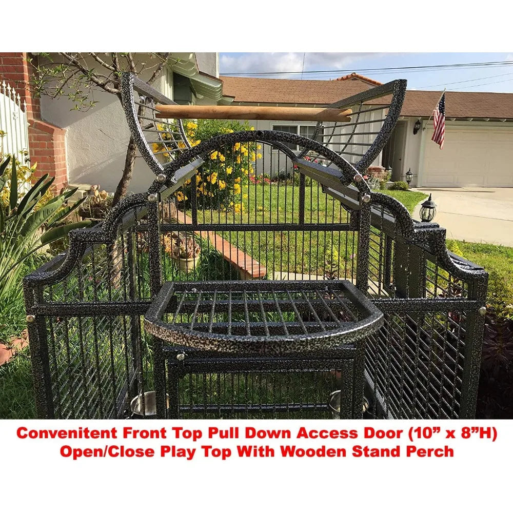 DecorBites™ Elegant Large Wrought Iron Bird Cage (24" W)