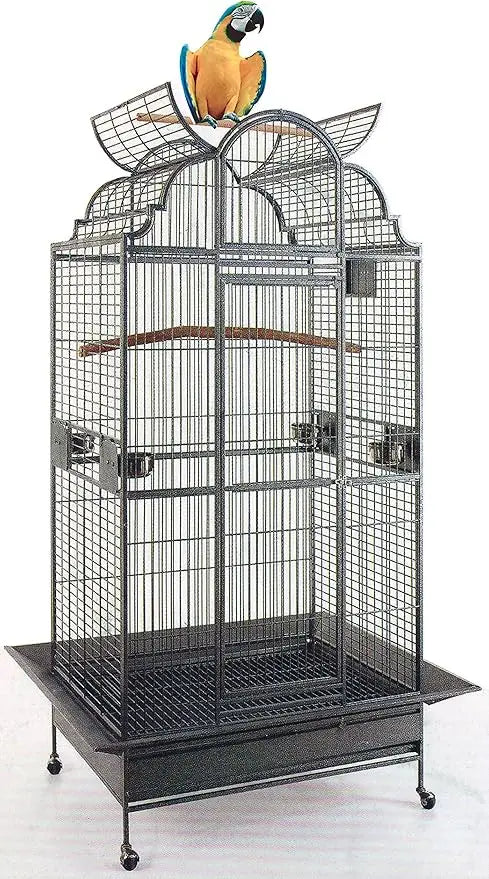 DecorBites™ Elegant Large Wrought Iron Bird Cage (24" W)