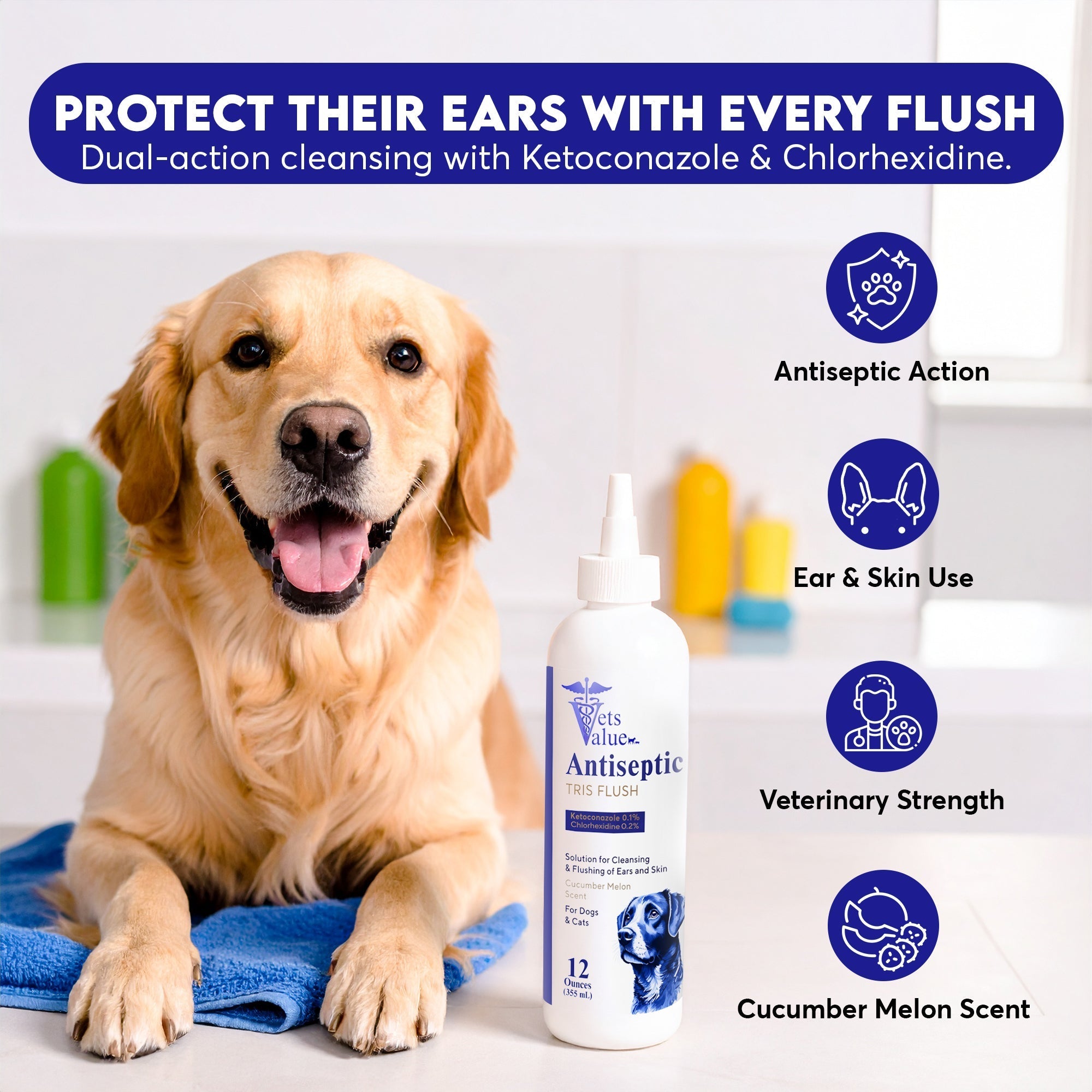 Veterinary Ear Flush for Dogs & Cats – Alcohol-Free Itch Relief