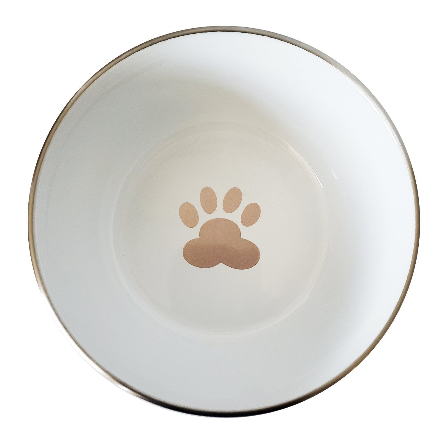 Rose Gold Stainless Steel Dog Bowl with Paw Print