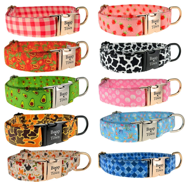 Boop Town Soft Cotton Dog Collar Adjustable Durable Quick Release